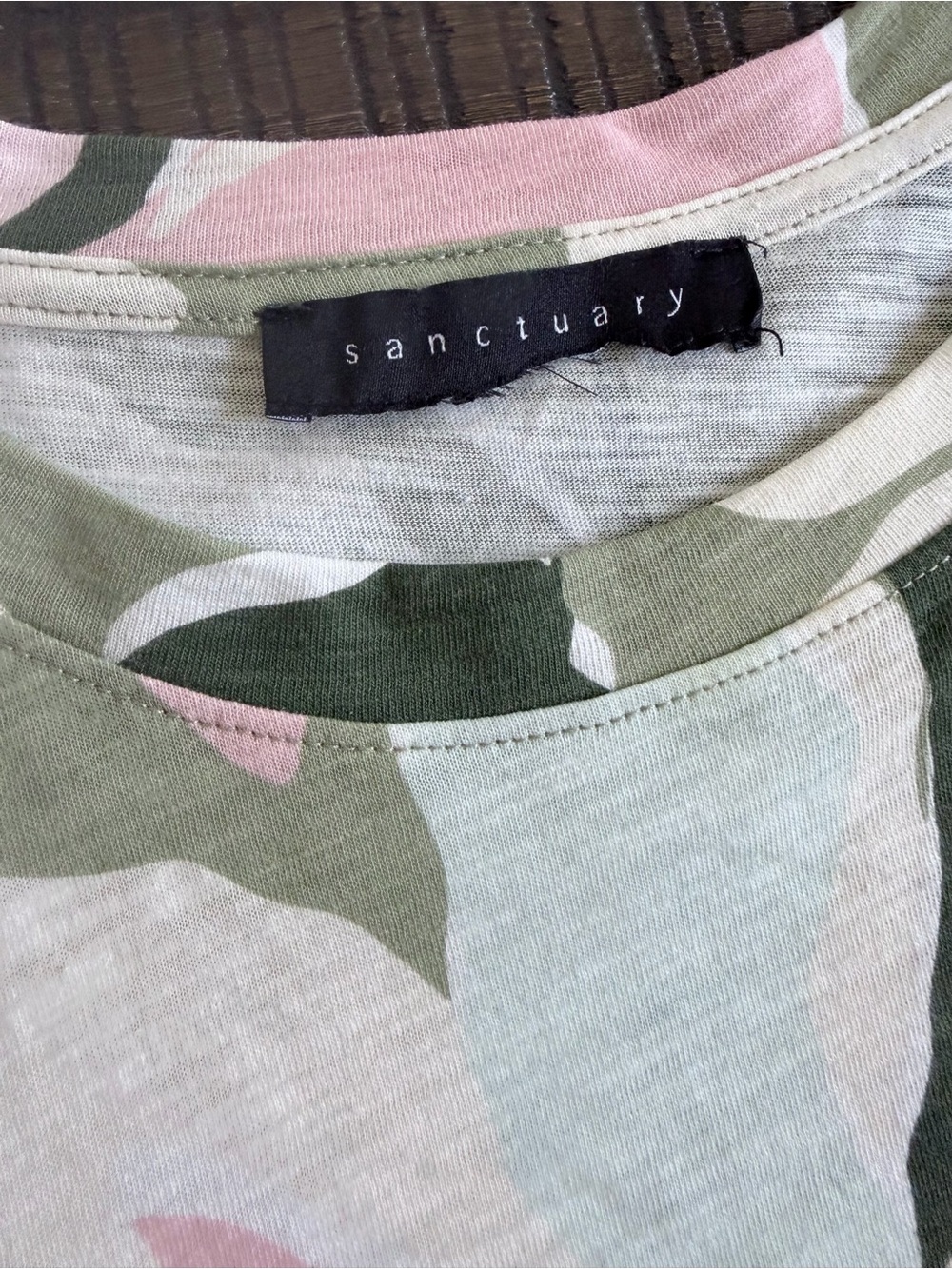 Sanctuary Cotton Blend Pink & Green Floral Slub Pocket Front Tee, Sz Medium - Picture 5 of 9